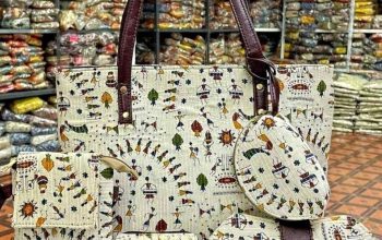 New Traditional Ikkat 5 Pieces Combo Bags ₹650